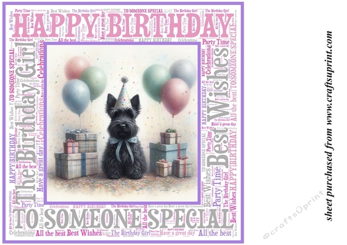 Pink Birthday Scottish terrier background 1