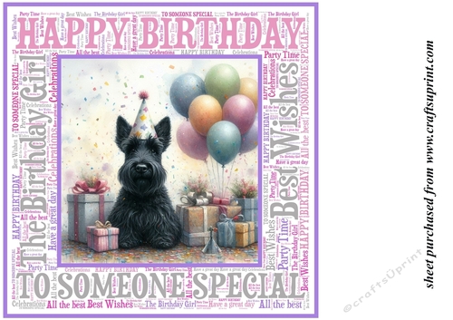 Pink Birthday Scottish terrier background 2