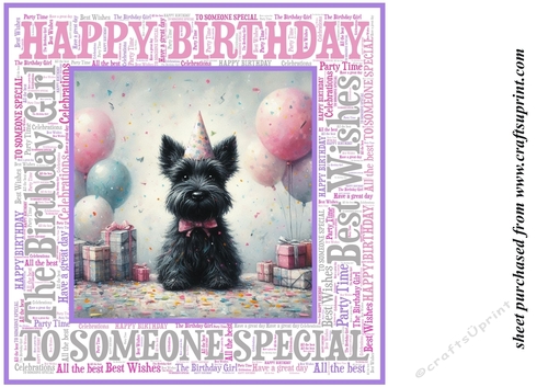 Pink Birthday Scottish terrier background 4
