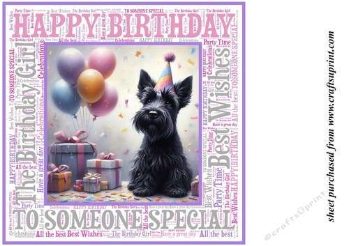 Pink Birthday Scottish terrier background 7