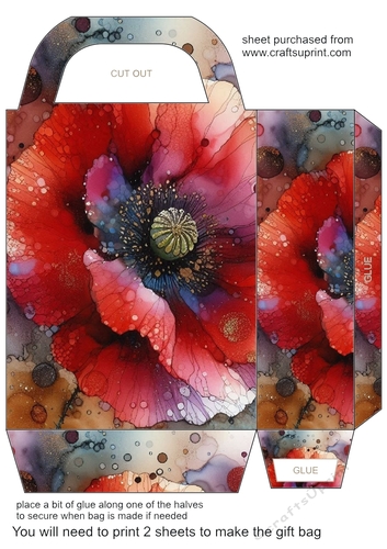 Alcohol ink splat flower gift bag 1