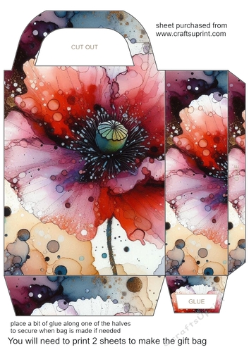 Alcohol ink splat flower gift bag 2