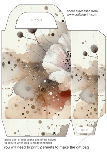 Alcohol ink splat flower gift bag 3
