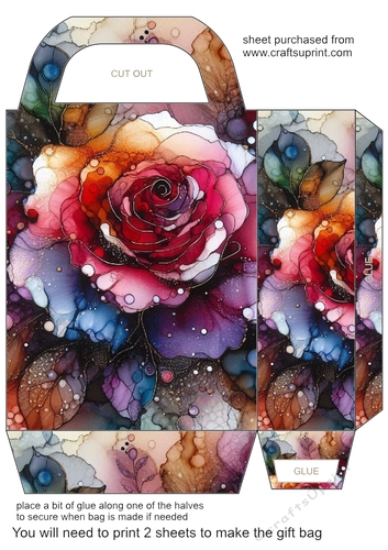 Alcohol ink splat flower gift bag 4