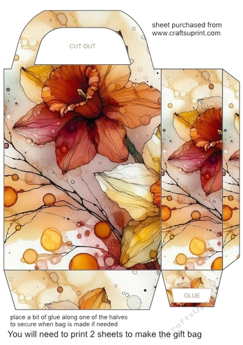 Alcohol ink splat flower gift bag 5