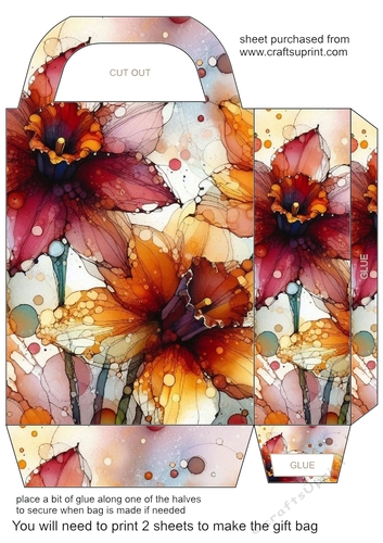 Alcohol ink splat flower gift bag 6