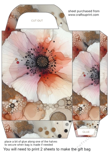 Alcohol ink splat flower gift bag 7
