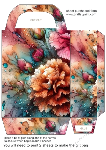 Alcohol ink splat flower gift bag 8