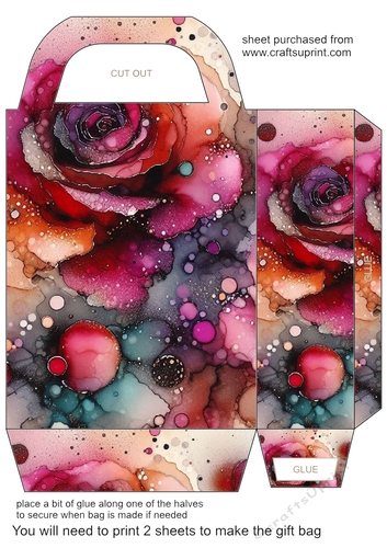 Alcohol ink splat flower gift bag 9