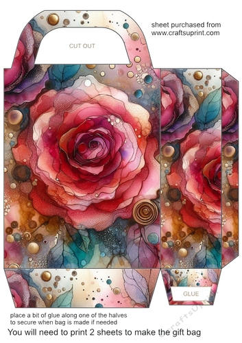 Alcohol ink splat flower gift bag 10