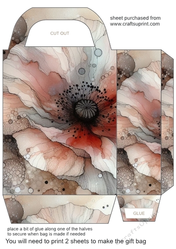 Alcohol ink splat flower gift bag 11