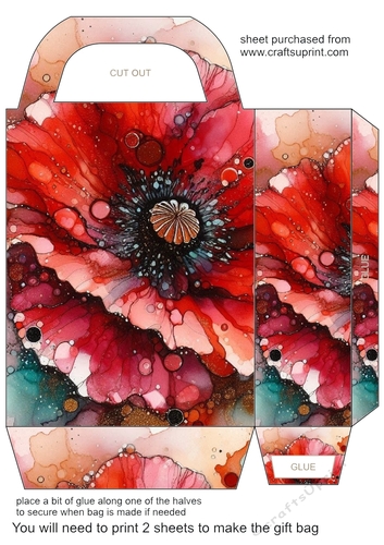 Alcohol ink splat flower gift bag 12