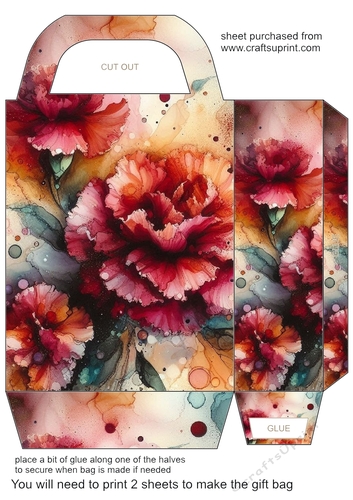 Alcohol ink splat flower gift bag 14