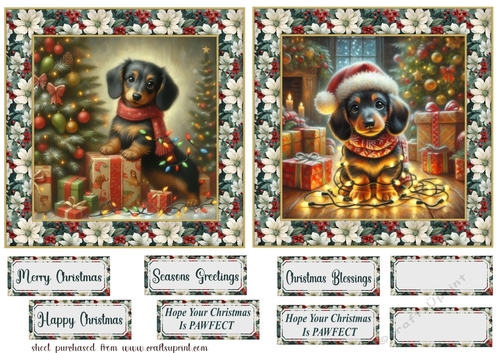 2 Christmas lights Dachshund card fronts 2