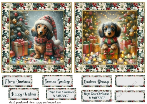 2 Christmas lights Dachshund card fronts 3