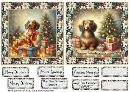 2 Christmas lights Dachshund card fronts 4