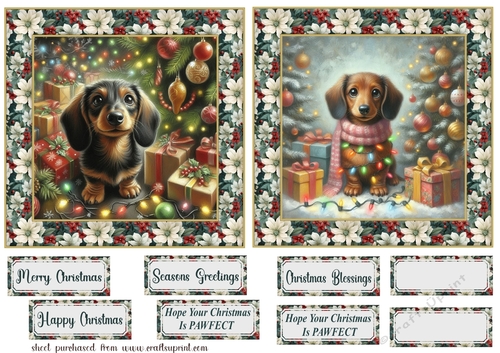 2 Christmas lights Dachshund card fronts 5