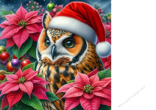 Poinsettia owl background 5