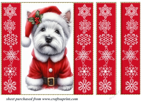 Christmas Santa Westie card front 1