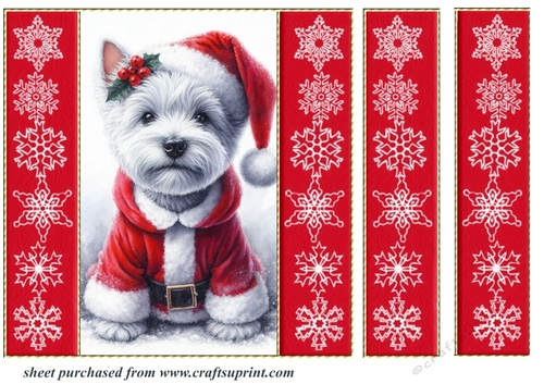 Christmas Santa Westie card front 2