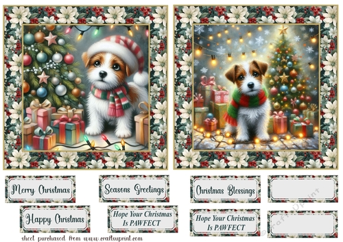 2 Christmas lights Jack Russell card fronts 1
