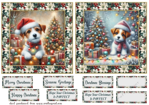 2 Christmas lights Jack Russell card fronts 2