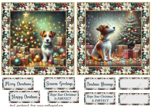 2 Christmas lights Jack Russell card fronts 3