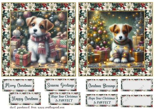 2 Christmas lights Jack Russell card fronts 4