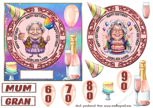 Older Female Birthday card front 6