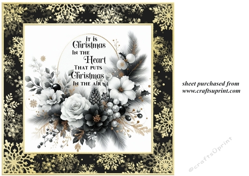 Black and gold floral Christmas insert with verse 1