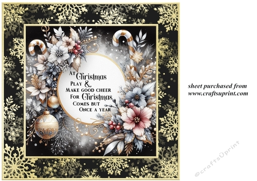 Black and gold floral Christmas insert with verse 8