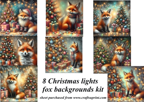 8 Christmas lights fox backgrounds kit