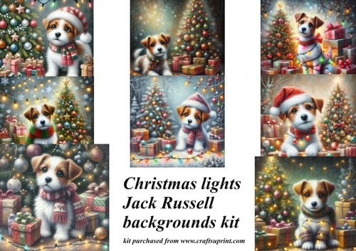 8 Christmas lights Jack Russell backgrounds kit