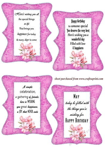 4 Pink Birthday toppers