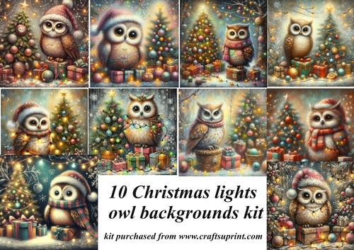 10 Christmas lights owl backgrounds kit