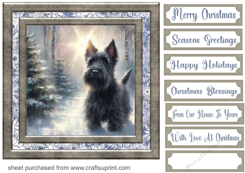 Christmas snowflake Scottie card front 2