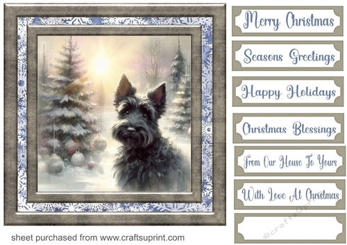 Christmas snowflake Scottie card front 3