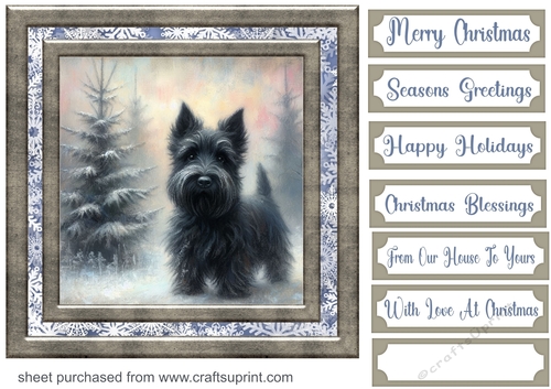 Christmas snowflake Scottie card front 4