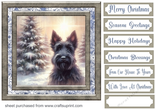 Christmas snowflake Scottie card front 5