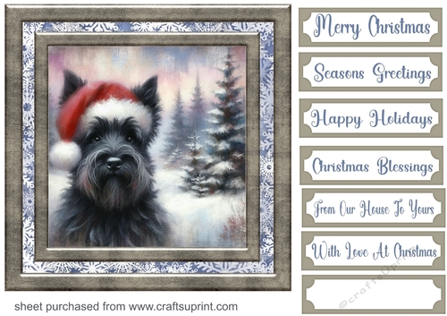 Christmas snowflake Scottie card front 6