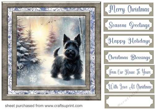 Christmas snowflake Scottie card front 7