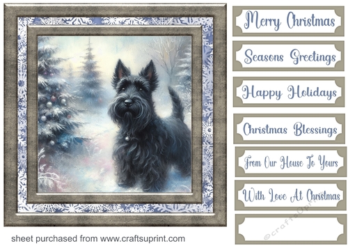 Christmas snowflake Scottie card front 8