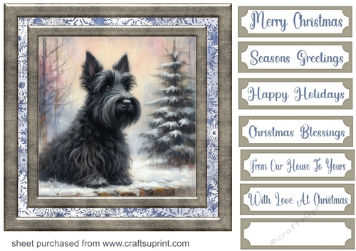 Christmas snowflake Scottie card front 9