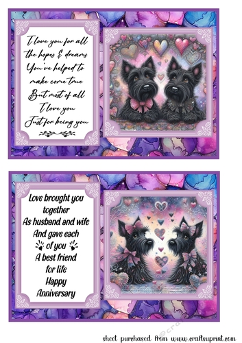 2 Scottish Terrier Anniversary 7x5 card fronts