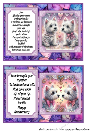 2 West Highland terrier Anniversary 7x5 card fronts