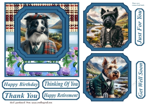Scottish dogs scene card front 1