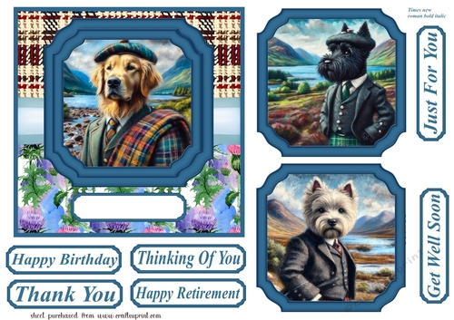 Scottish dogs scene card front 5