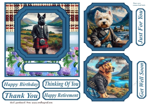 Scottish dogs scene card front 9