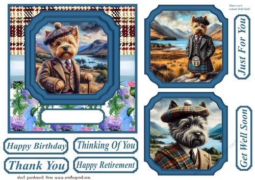 Scottish dogs scene card front 10