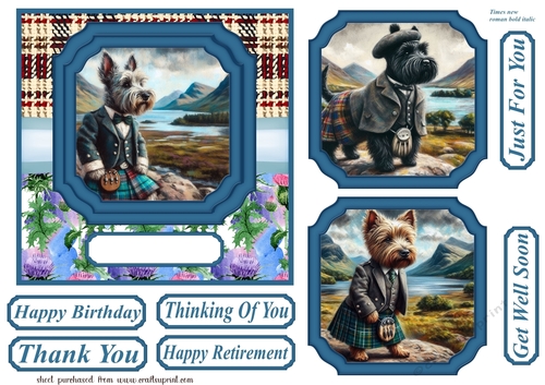 Scottish dogs scene card front 11